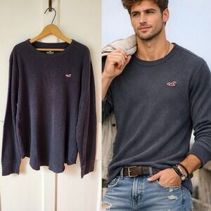 Hollister California Men's Long Sleeve Waffle Knit Thermal Shirt